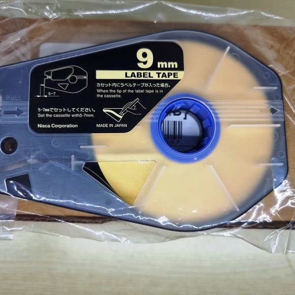 CABLE ID LABEL TAPE CASSETTE 9MM YELLOW